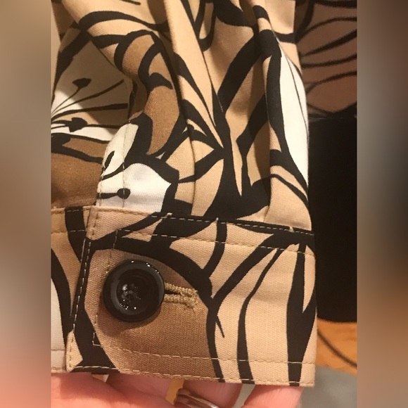 Alfred Dunner brown white black collared button-down jacket floral design SZ.16w - Picture 6 of 12